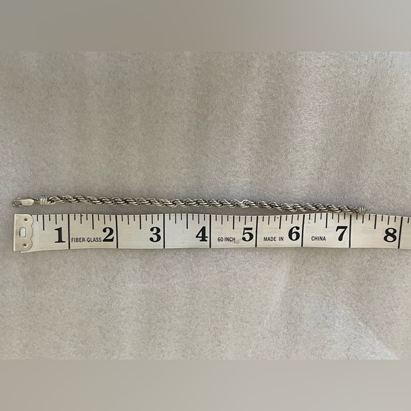 Vintage heavy Sterling Silver rope bracelet with 14k gold chain overlay. Mkd - Picture 5 of 6